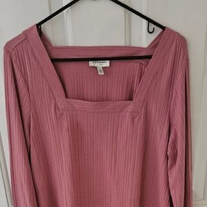 Jessica Simpson Pink Ribbed Long Sleeve Top Large